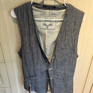 Zara Man Star Patterned Denim Vest